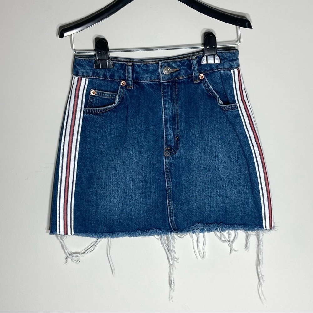 TOPSHOP | Moto Striped Denim Mini Skirt